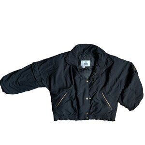 Vtg Alpine Designs Goose Puffer Jacket Womens 10 Down Dolman Sleeve Black Banded